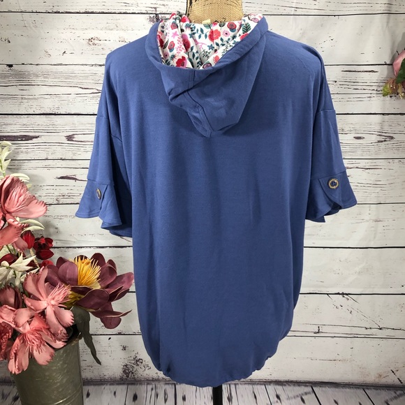 Matilda Jane Tops - Matilda Jane Blue Lets Go Pullover Floral Hoodie